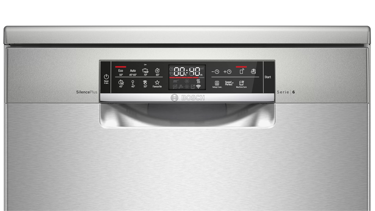 Máy rửa bát Bosch SMS6ECI93E màu inox xước chống vân tay, 60cm lắp độc lập